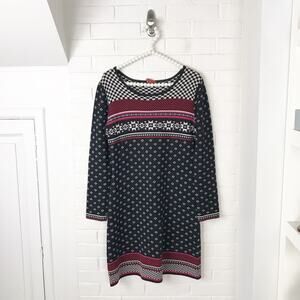 Krimson Klover 100% Merino Wool Nordic Ski Print Sweater Dress Size M